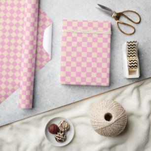 Pink Chequered Wrapping Paper
