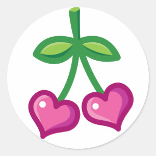 Pink Cherries Classic Round Sticker