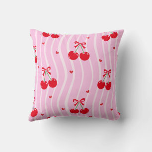 Pink Cherries Heart Cushion