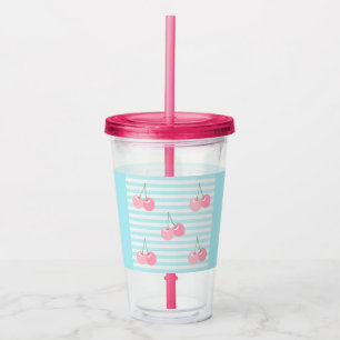 Pink Cherries Summer Acrylic Tumbler