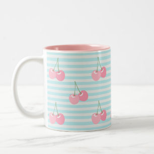Pink Cherries Summer Two-Tone Coffee Mug