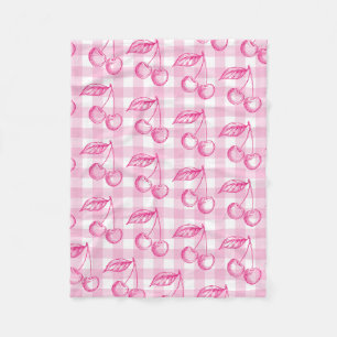 Pink Cherry Aesthetic Coquette Fleece Blanket