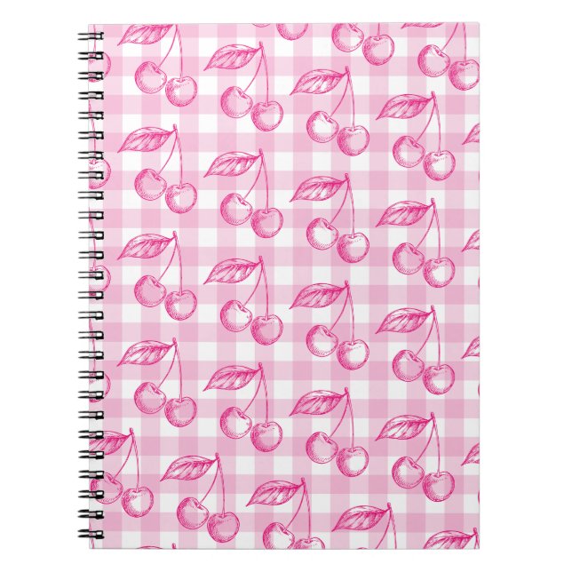 Pink Cherry Aesthetic Coquette Notebook (Front)
