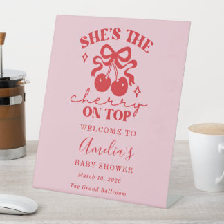 Pink Cherry Baby Shower Welcome Sign