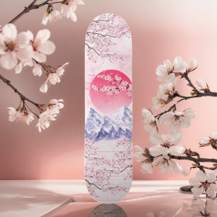 Pink Cherry Blossom Adult Youth Girly Beginner Skateboard