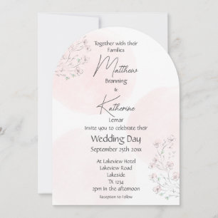 Pink Cherry Blossom All In One Wedding Invitation