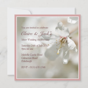 Pink Cherry Blossom Anniversary Party Invitation
