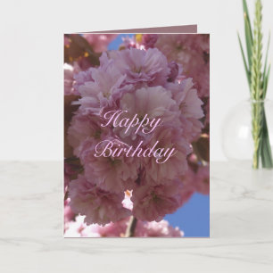 Pink Cherry Blossom Birthday Card