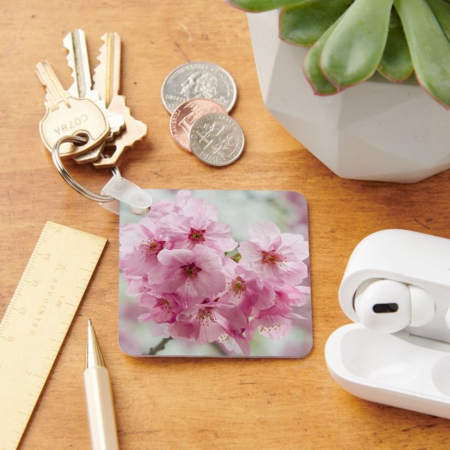 Pink Cherry Blossom Bloom in Spring Key Ring (Desk)
