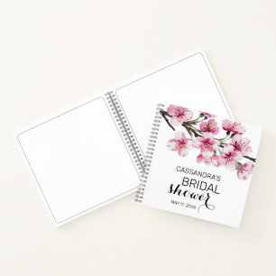 Pink Cherry Blossom Botanical Bridal Shower  Notebook