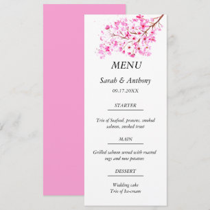 Pink Cherry Blossom Botanical Floral Wedding Food Menu