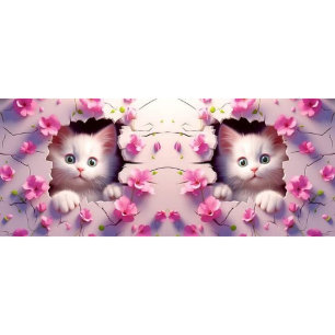 Pink Cherry Blossom Cat Paws - Cute Floral Kitten Large Coffee Mug