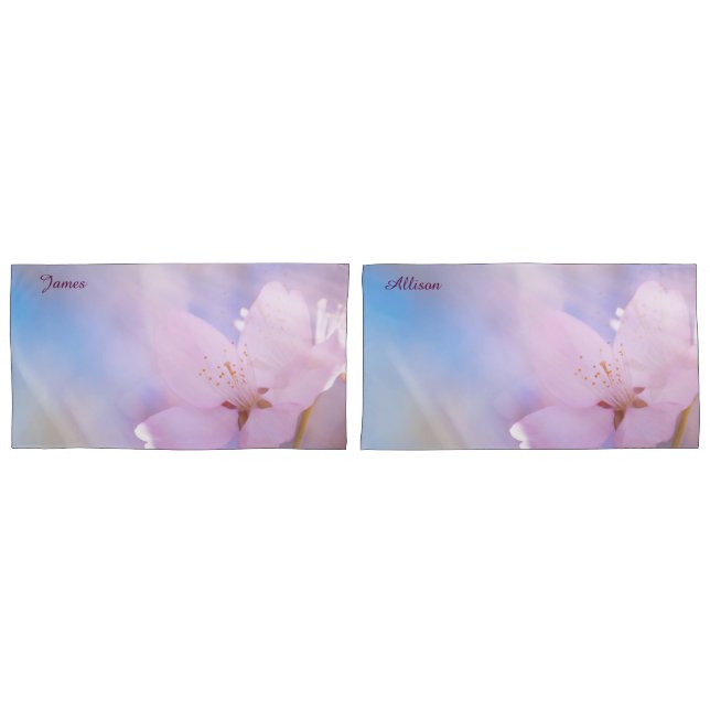 Pink cherry blossom customisable pillowcase (Front-Set)