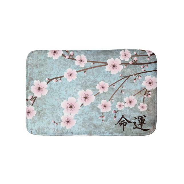 Pink cherry blossom "Destiny" Bath Mat (Front)