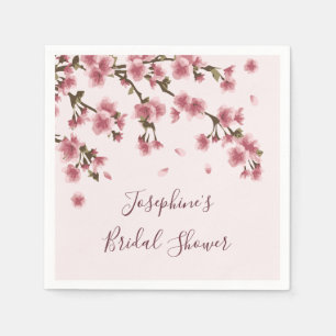 Pink Cherry Blossom Floral Bridal Shower Napkin