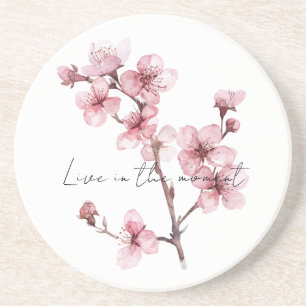Pink Cherry Blossom Floral Coaster