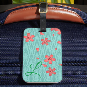 Pink Cherry Blossom Floral Luggage Tag