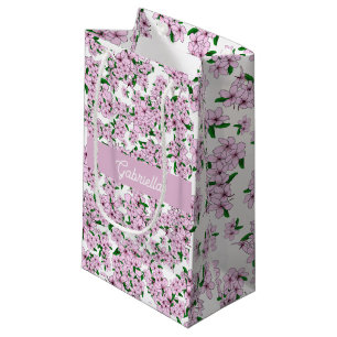Pink cherry blossom Floral Pattern Name Small Gift Bag