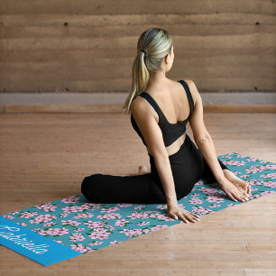 Pink cherry blossom Floral Pattern Name Yoga Mat