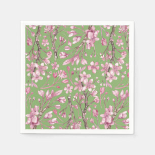 Pink Cherry Blossom Floral Print Paper Napkin