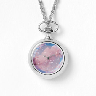 Pink Cherry Blossom Floral Sakura Custom Initials Watch