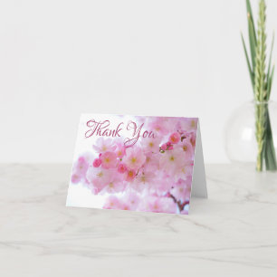 Pink Cherry Blossom Floral  Thank You Card