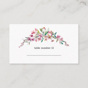 Pink Cherry Blossom Floral Wedding Escort Card