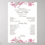 Pink cherry blossom. Floral wedding Program Poster<br><div class="desc">Program Poster with watercolor pink cherry blossom flowers are perfect for romantic spring wedding. This template is set up and ready for you to overwrite with all your own details.</div>