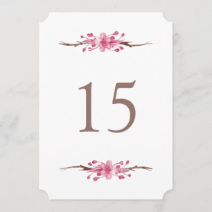 Pink cherry blossom. Floral wedding Table numbers