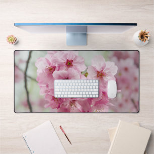 Pink Cherry Blossom Flower, Nature Photography Desk Mat
