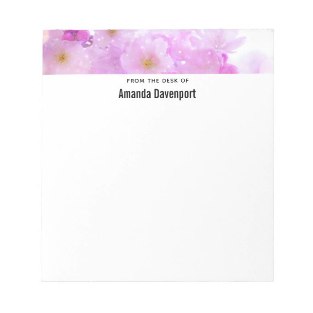 Pink Cherry Blossom Flowers Photo Notepad (Front)