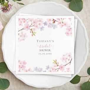 Pink Cherry Blossom in Bloom Garden Bridal Shower Napkin