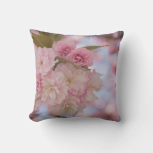 PINK CHERRY BLOSSOM IN CLOSE UP PHOTOGRAPHY CUSHION