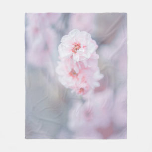 PINK CHERRY BLOSSOM IN CLOSE UP PHOTOGRAPHY FLEECE BLANKET