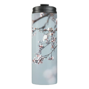 PINK CHERRY BLOSSOM IN CLOSE UP PHOTOGRAPHY THERMAL TUMBLER