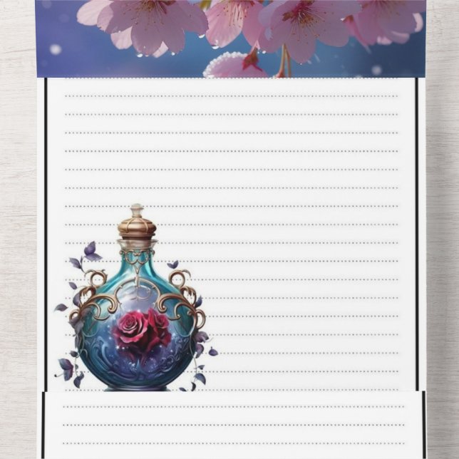 Pink Cherry Blossom in Snow – Elegant Spring Winte All In One Invitation (Inside Middle)