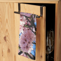 Pink Cherry Blossom Kitchen Tea Towel