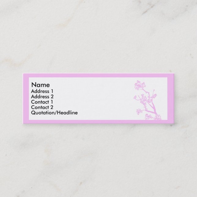 Pink cherry blossom mini business card (Front)