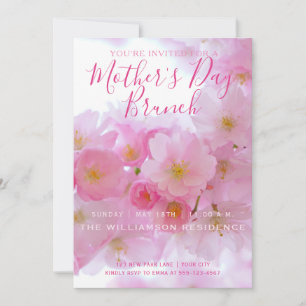 Pink Cherry Blossom Mother's Day Brunch Invitation
