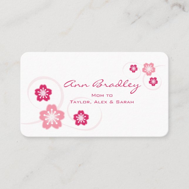Pink Cherry Blossom Mum Calling Card (Front)