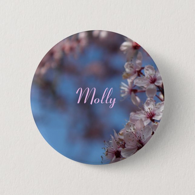 pink cherry blossom name pin (Front)