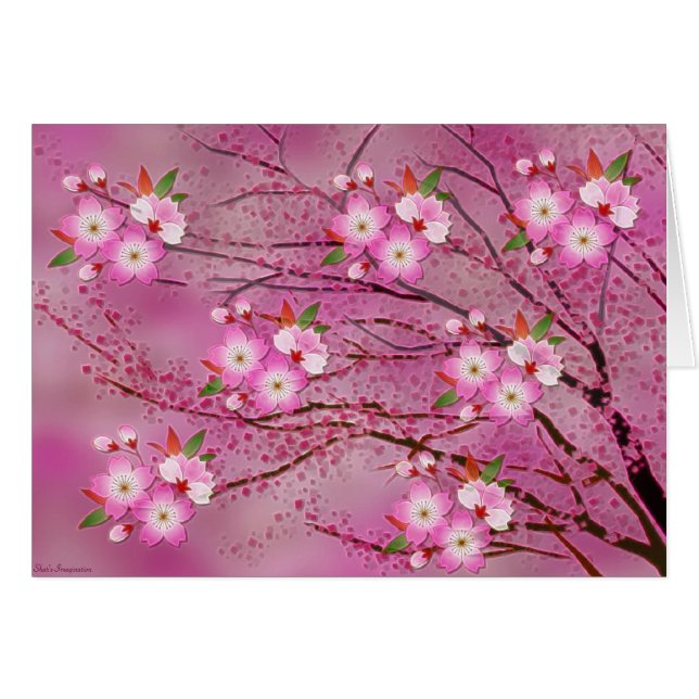 Pink Cherry Blossom Origami Art (Front Horizontal)