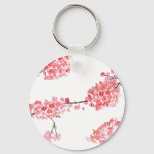 Pink cherry blossom painting key ring