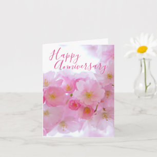 Pink Cherry Blossom Personalised Anniversary Card
