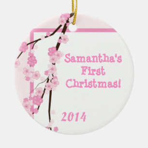 Pink Cherry Blossom Personalised Name Ornament