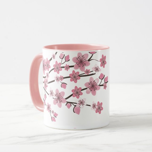 Pink Cherry Blossom Pretty Mug (Front Left)