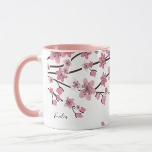 Pink Cherry Blossom Pretty Name Mug