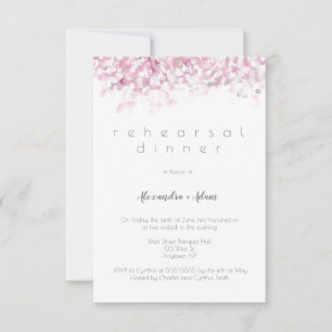 Pink cherry blossom rehearsal dinner invitations