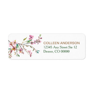 Pink Cherry Blossom Return Address Label