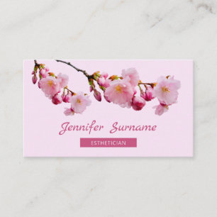 Pink Cherry Blossom Sakura Aesthetician Skincare Business Card